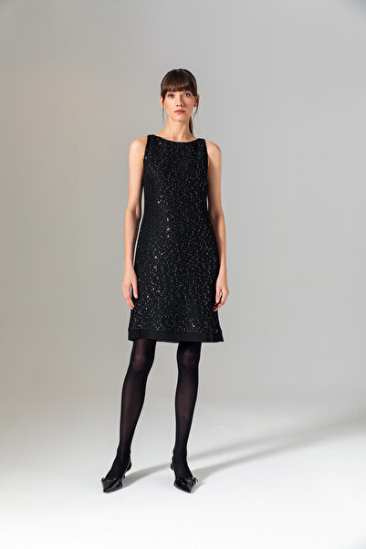 Berr-ın Pullu Kolsuz Elbise Siyah