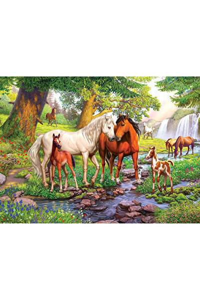 RAVENSBURGER Puzzle - Family of Horses by the River, 300 Pieces
