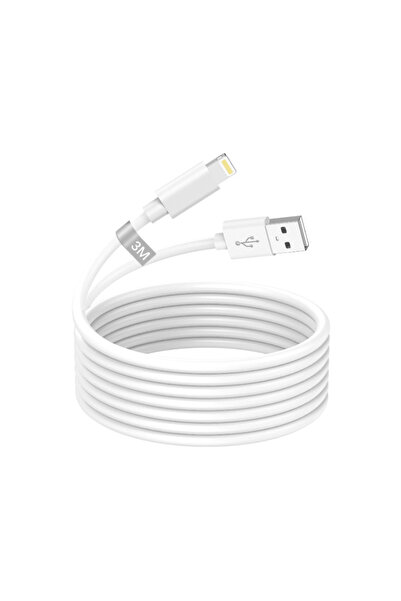 OEMN Lightning USB Cable, Fast Charge, compatible with iPhone, 3 m, white