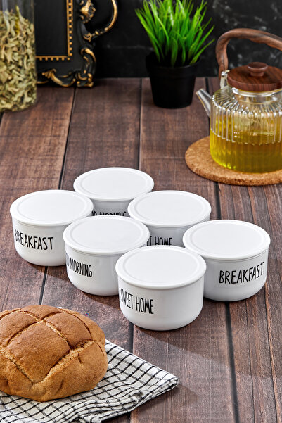 MODA OZY 6-Piece Vacuum Lid Transparent Labelled Breakfast Set 400ml Acrylic (Plastic) Jar