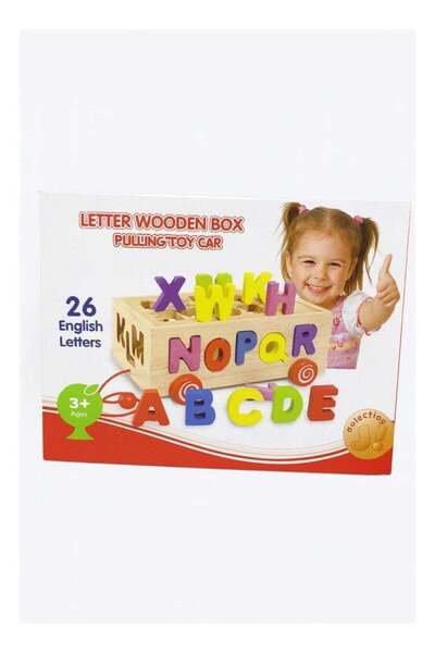 dehkah لعبة فرز أشكال الأبجدية الخشبية وعربة السحب - لعبة تعليمية لأحرف الأبج...