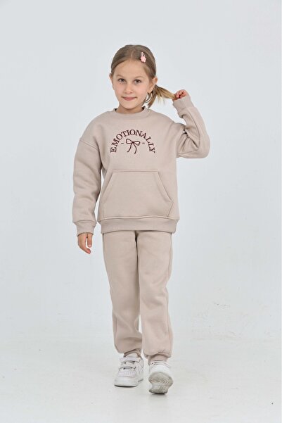 Toontoy Girl's Bow Embroidered Tracksuit Set