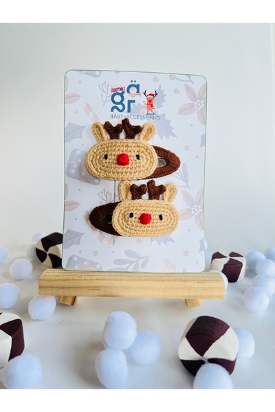 Gra Baby Accessories Knitted 2-Piece Snap Buckle Christmas Deer