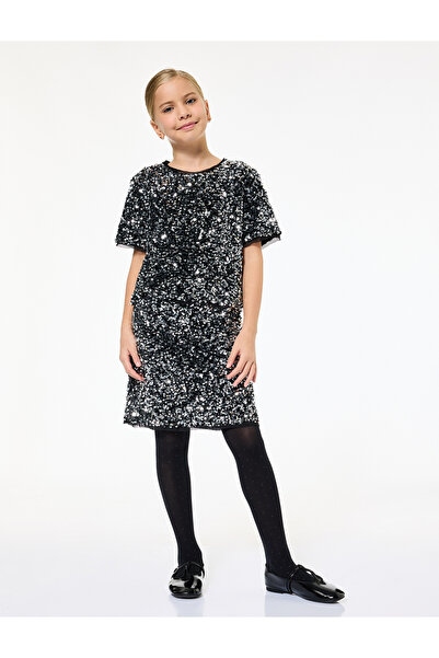 Koton guler rotund Bluză de Anul Nou cu mâneci scurte cu paiete