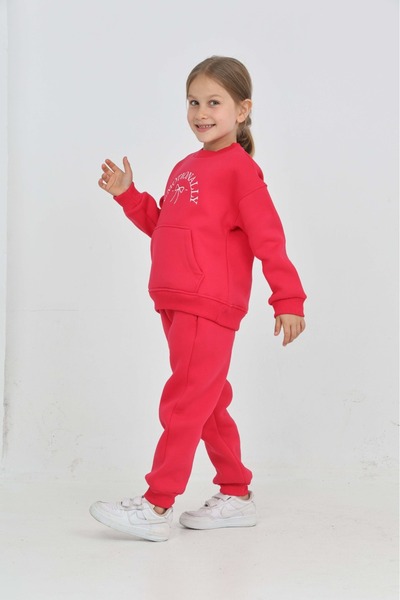 Toontoy Girl's Bow Embroidered Tracksuit Set