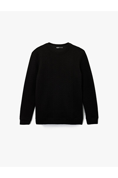 Koton Long Sleeve Regular Fit Textured Crew Neck Sweatshirt