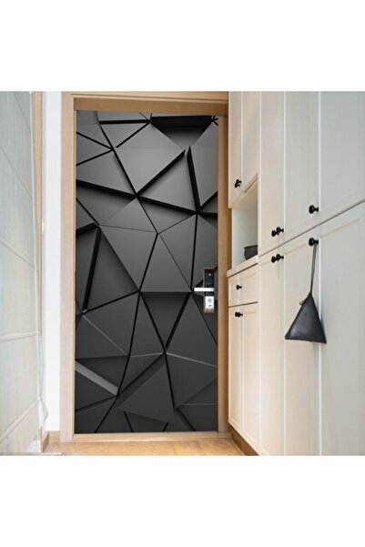 Generic Geometric Pattern Door Sticker Grey/Black 50x120centimeter