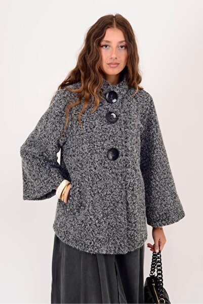Park Moda 60940 Button-Detail Felt Coat