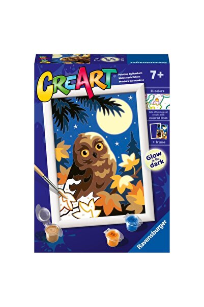 RAVENSBURGER CreArt pictură după numere pentru copii - bufniță care străluceș...