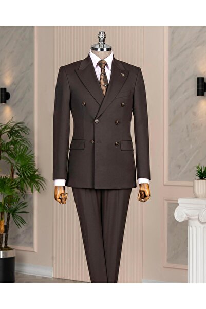 TerziAdemAltun Italian Style S Slim Fit K Double-Breasted Jacket Pants Suit B...