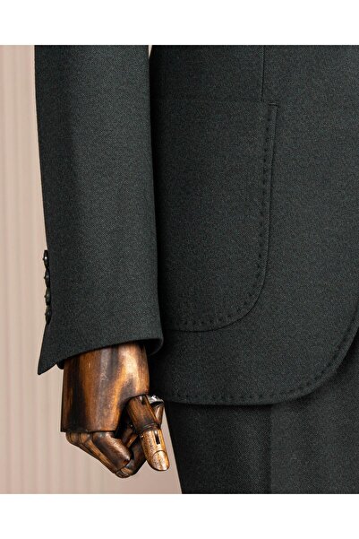 TerziAdemAltun Italian Style S Slim Fit Peaked Lapel Jacket Pants Suit Green T14912