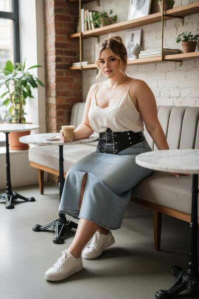 Angels Passion Curea neagră pentru femei de mărime mare