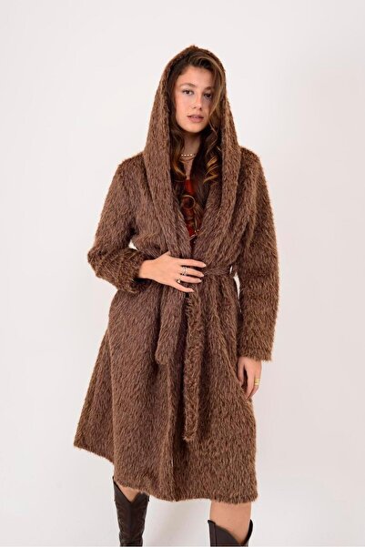 Park Moda 8290 Belt Detail Hooded Coat