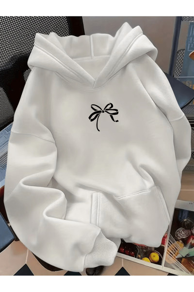 ALEYZA MODA Κομψό φούτερ με κουκούλα και λεπτομέρεια φιόγκου