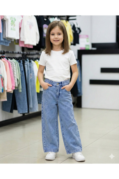 ERDEM KIDS Κοριτσίστικο βαμβακερό τζιν παντελόνι με ελαστική μέση, άνετο και ...