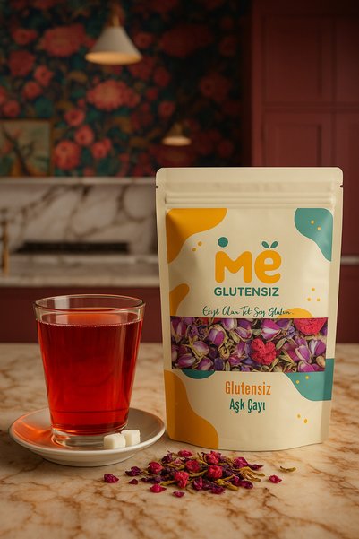 Glutensiz Me 70 Gr Gluten-Free Love, Romantic Passion Tea (Rosebud, Jasmine, Hibiscus, White Tea) Love Tea
