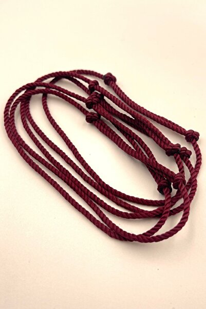 Concept HuBuTU 5 Pieces Unisex Burgundy Minimal Twisted Rope Bracelet Set