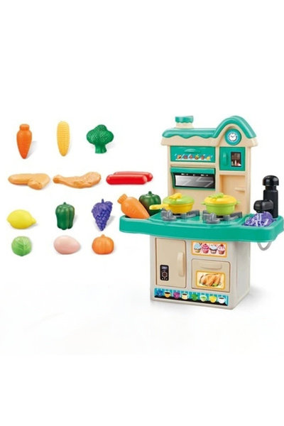 Denn Store Bucătărie de Jucărie Set Complet 45 Piese | Apă Circulantă, PlităL...