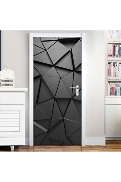 Generic Geometric Pattern Door Sticker Grey/Black 50x120centimeter