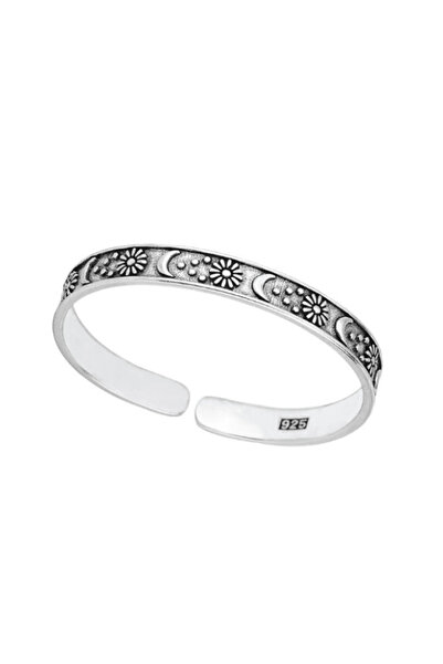 CRM Retro Moon & Star Bracelet, CRM, Semi-Adjustable, Open, Silver