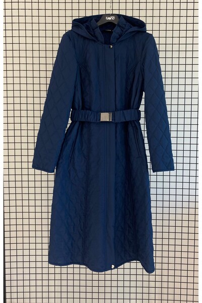 Armine TREND Gizli Fermeuarlı Yandan Cepli Kemerli Kapüşonlu İçi Yünlü Kapito...