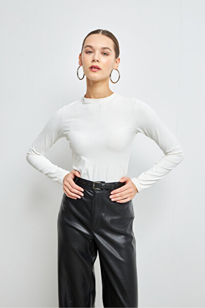 Yefrastore Women's White Ultra Soft Stretchy Crew Neck Basic Blouse