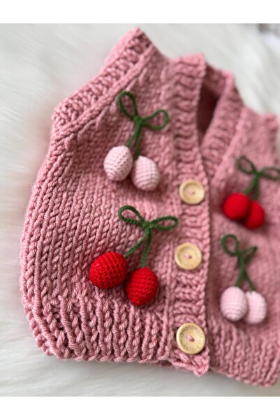 A&D HANDMADE Hand Knitted Cherry Figured Children's Vest