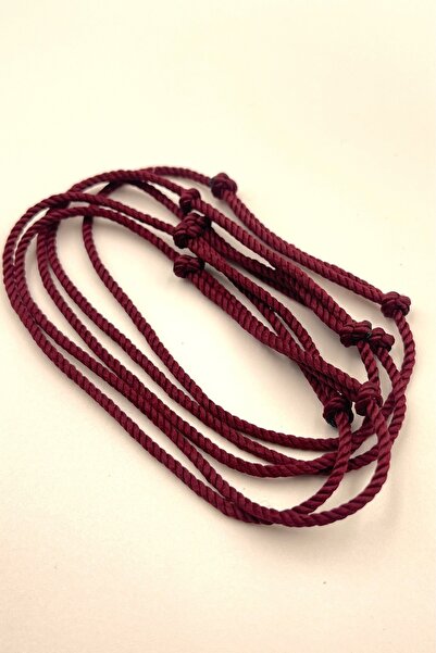 Concept HuBuTU 5 Pieces Unisex Burgundy Minimal Twisted Rope Bracelet Set