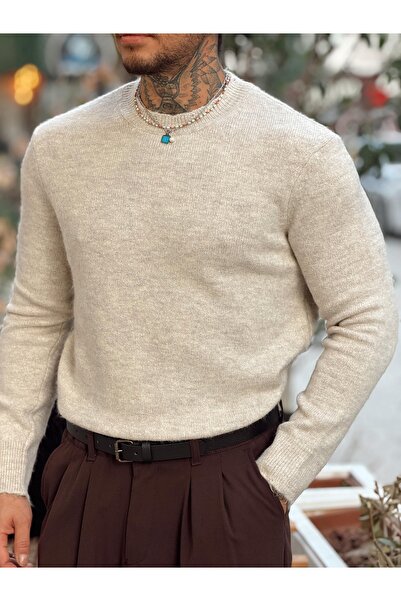 manch collection Yarım Balıkçı Regular Basic Knitwear Sweatshirt Cream