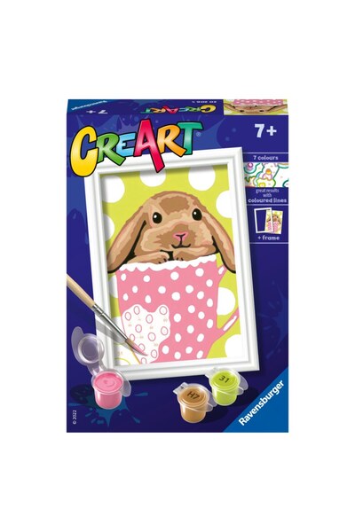 RAVENSBURGER CreArt Pictură după numere pentru copii - Iepuraș într-o cană