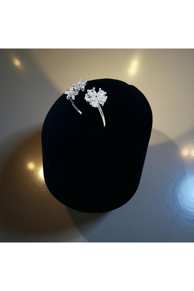ZEY 925 Ayar gümüş çiçek Modelli Zirkon Taşlı Eklem Yüzüğü (Midi) Kadın Hediy...