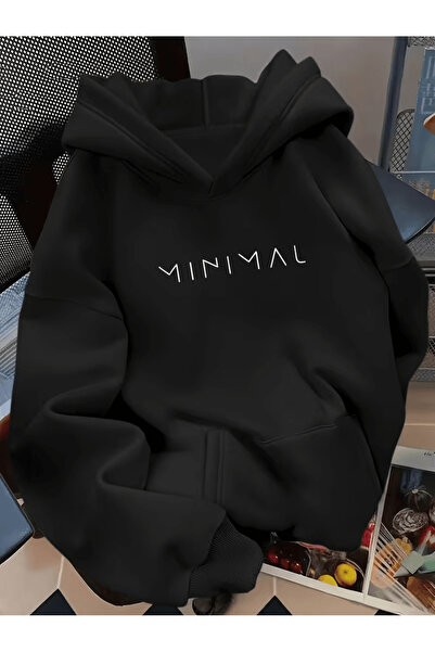 ALEYZA MODA هودي بتصميم شعار "مينيمالي" مع جيوب