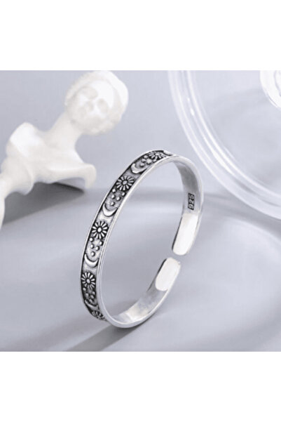 CRM Retro Moon & Star Bracelet, CRM, Semi-Adjustable, Open, Silver
