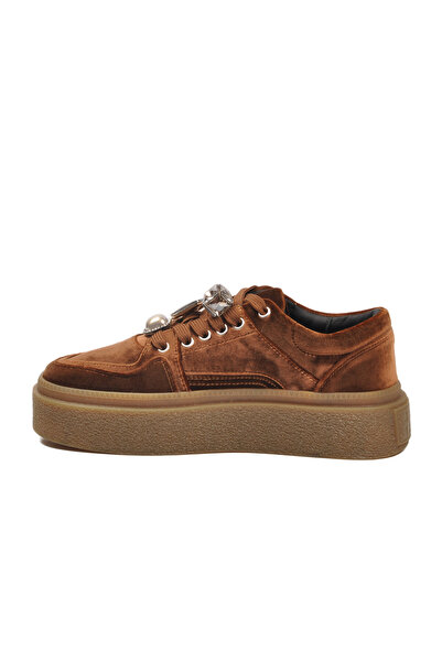 Guja Kahve Nubuk Bağcıklı Yüksek Taban Kadın Sneaker 25K475 Z