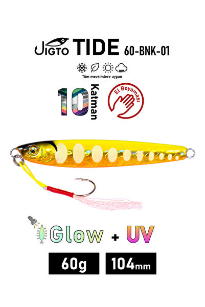 JIGTO Jig, Zoka, Suni Yem, Glow UV Metal Jig, 60Gr 10cm Tide 60-BNK-01