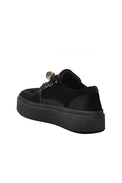 Guja Black Nubuck Lace-Up High Sole Women's Sneaker 25K475 Z