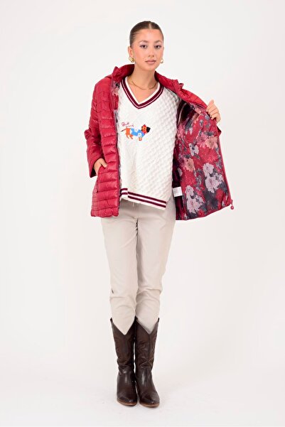 Park Moda 8960 Astari Flower Patterned Quilted Coat