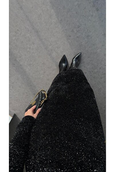 HAZELANNA Glitter Black Knitwear Dress