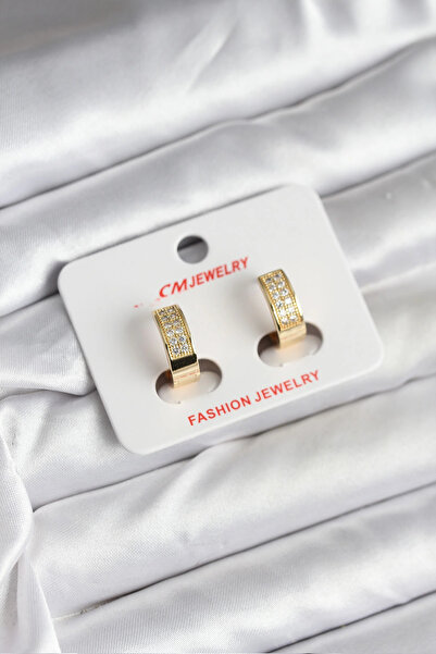 Skygo 14K Gold Renk Kaplama Zirkon Taşlı Halka CM Kadın Küpe