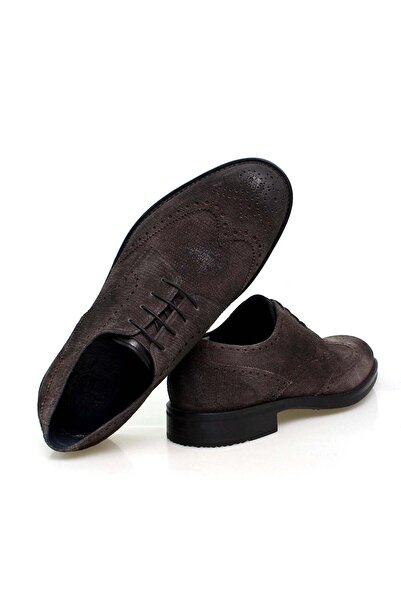 FRANCO CALVANI Gray Color Lace-Up Genuine Leather Men's Shoes