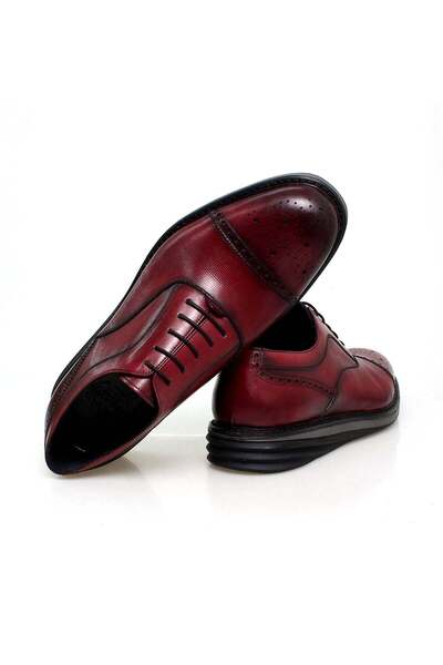 FRANCO CALVANI Bordo Color Lace-Up Genuine Leather Men's Shoes