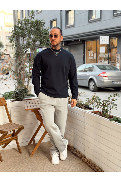 manch collection Yarım Balıkçı Basic Dokuma Sweatshirt Lacivert