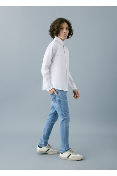 MANGO Kids Orta bel slim jean pantolon