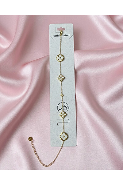 EFSU BİJUTERİ 316L Paslanmaz Çelik Taşlı Yonca Model Halhal