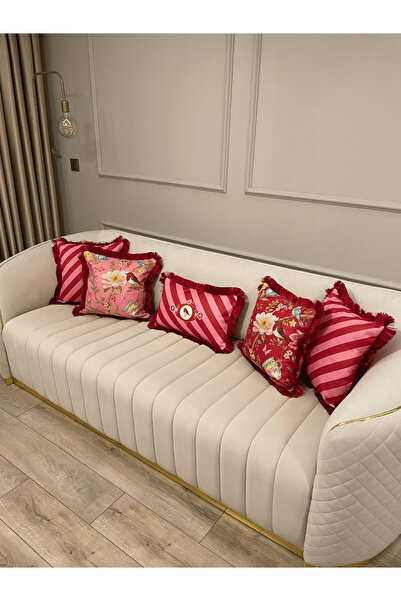 Daniel Home Design Premium |   Love Birds Pink Series Tasseled 5-Piece Throw Pillow Cover Set