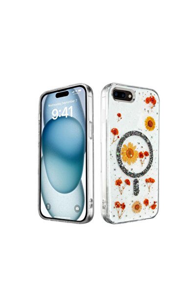 NewFace iPhone 7 Plus Case Daisy Glitter Magsafe Cover - Black