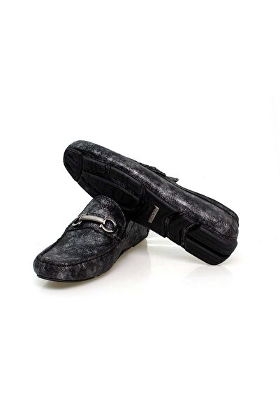 FRANCO CALVANI Anthracite Color Laceless Genuine Leather Men's Shoes