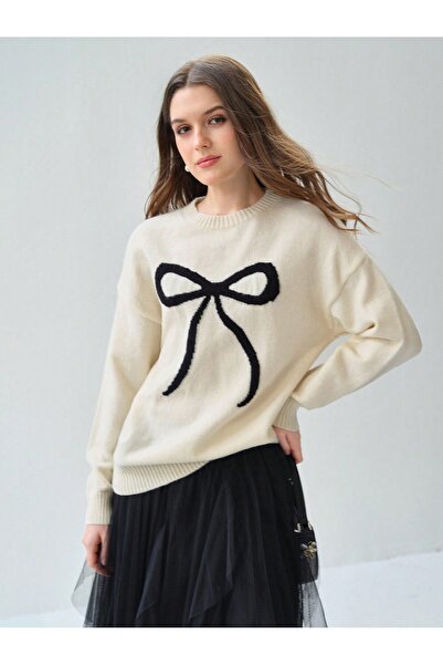 TOFAN TRİKO Yumoş Sweater with Ribbon Detail