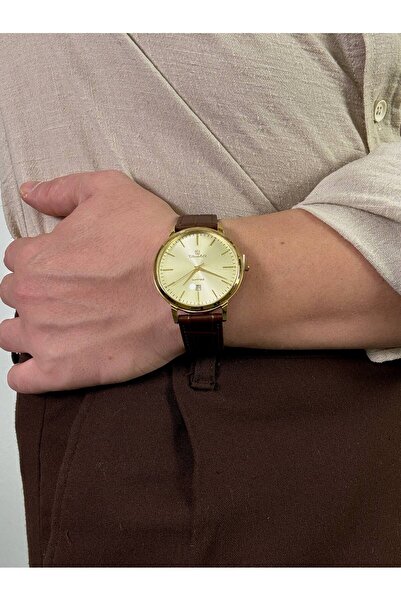 Arvens Vintage White Dial Brown Men's Wristwatch Stainless Steel Case Leather Band Sturdy Does Not Lose Color