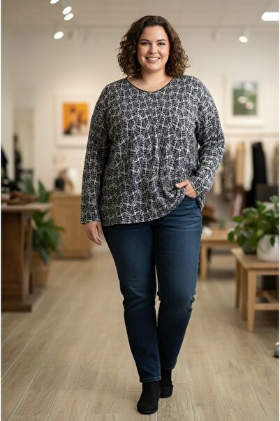 BİLGENS BUTİK Women's Plus Size Relaxed Fit Winter Blouse